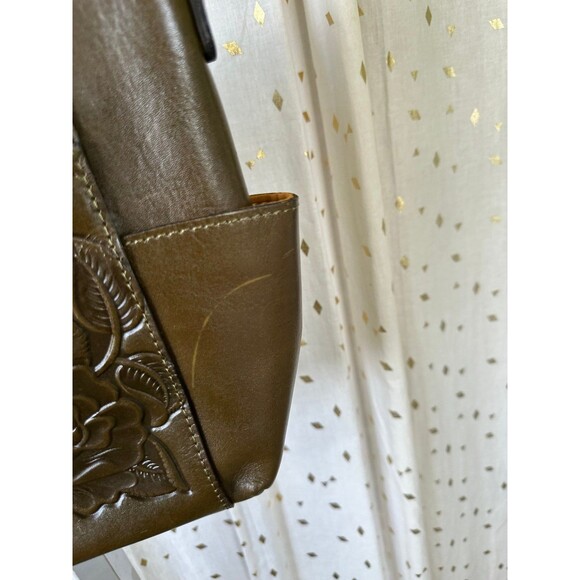 Patricia Nash Soft Olive Aveley Floral Embossed Genuine Leather Crossbody Bag - Picture 8 of 10